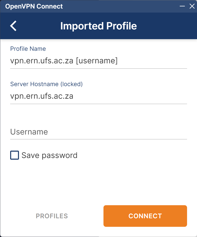 OpenVPN Connect imported profile