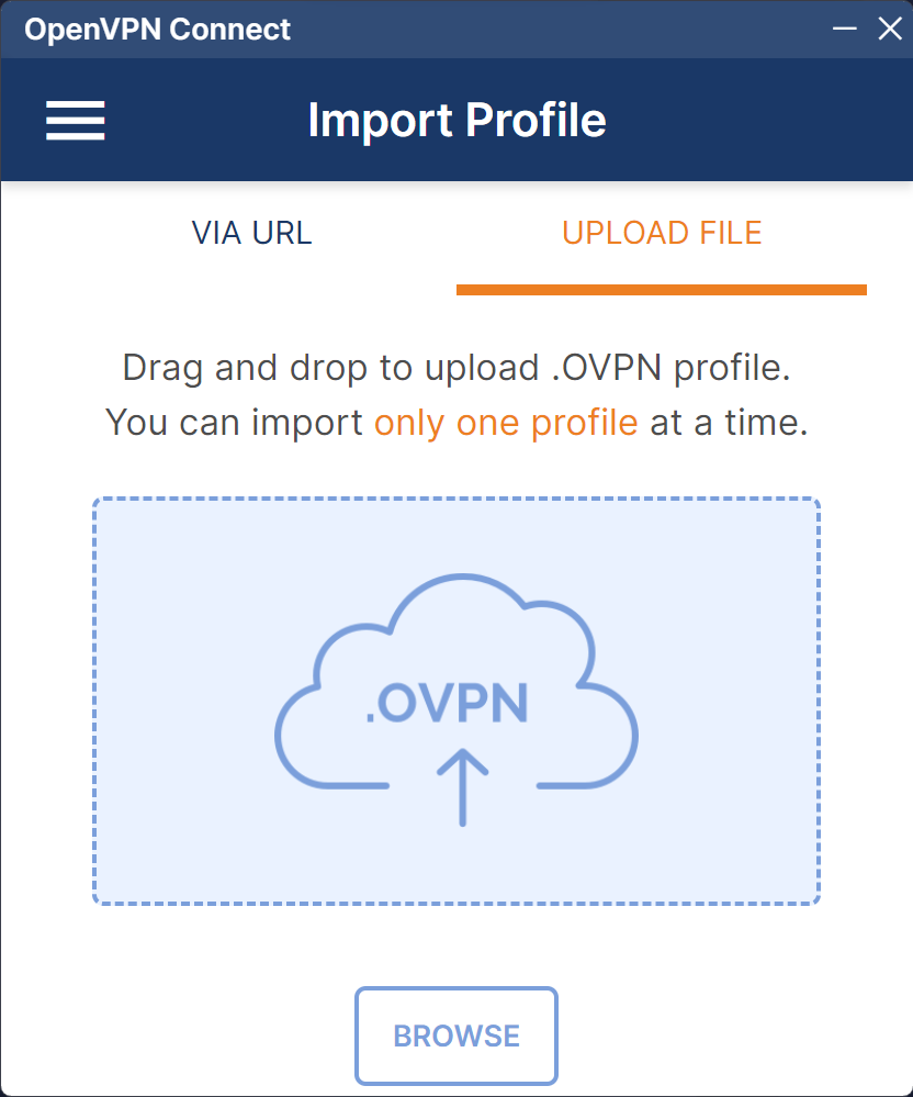 OpenVPN Connect upload file