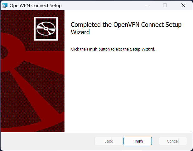 OpenVPN Connect for Windows installation complete